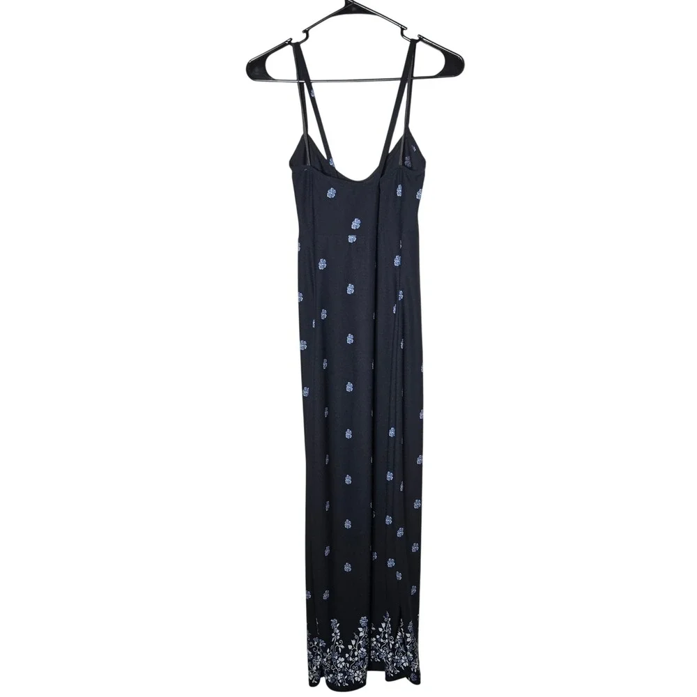 Vintage DBY Blue Floral Sleeveless‎ Babydoll Maxi Dress 7 90s Grunge Whimsigoth